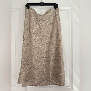 Rachel Zoe Cream Midi Skirt with Black Speckle Print